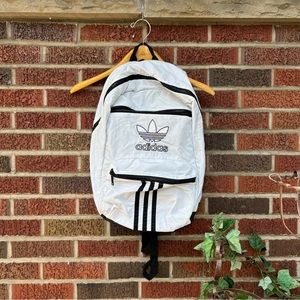 Adidas White and Black National 3 Stripes Backpack